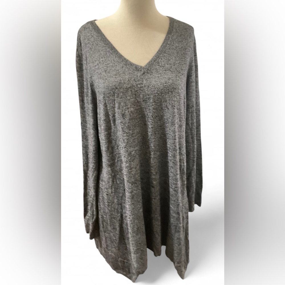 Apt 9 Gray V-Neck Tunic Top Women's XL Longline Lightweight Blouse